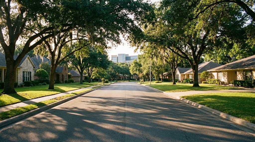 Quiet residential street in Temple TX near Baylor Scott and White Medical Center