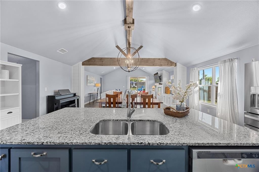Flintrock Builders kitchen island and open living area, Temple TX new construction