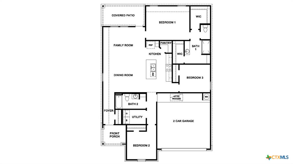 Approximately 1500 square foot Pecan Creek floor-plan reference