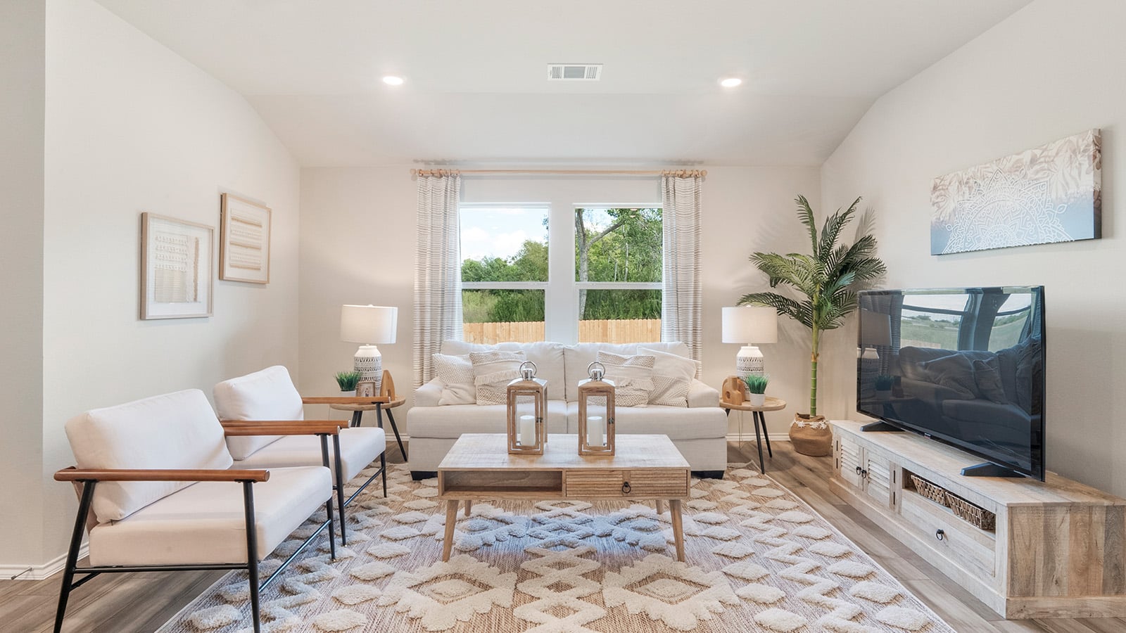 Staged living area in a Pecan Creek model