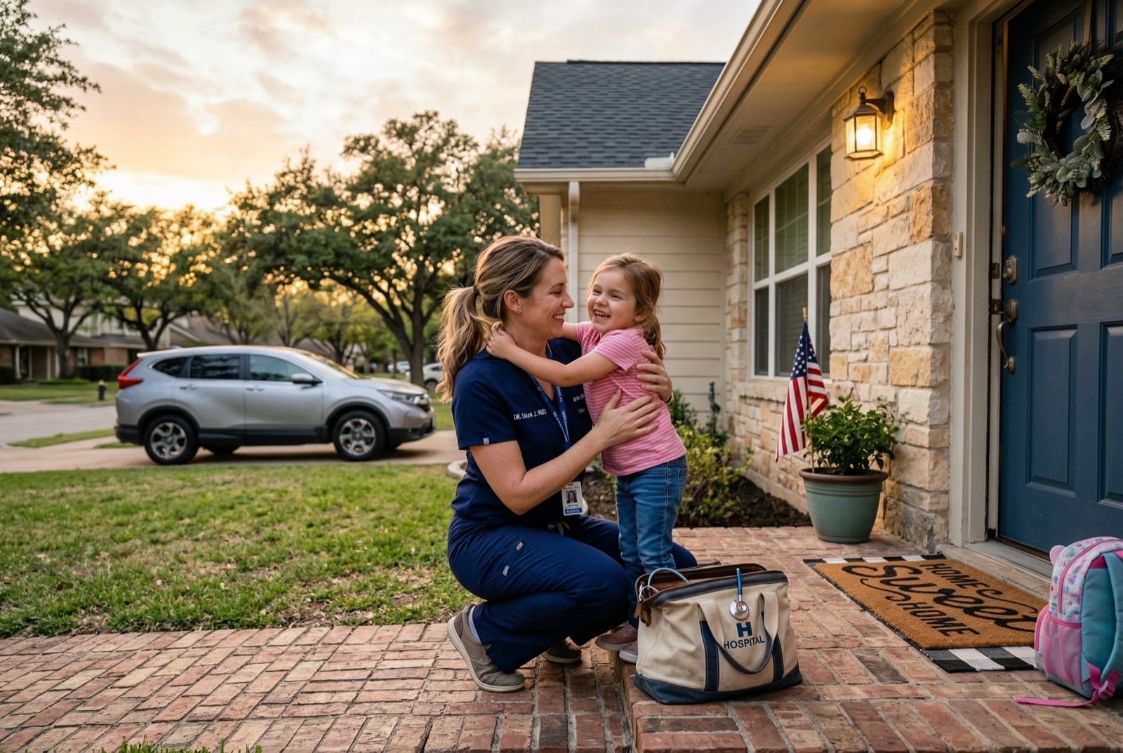 BSW nurse and family in a Temple TX neighborhood — lifestyle your salary buys here