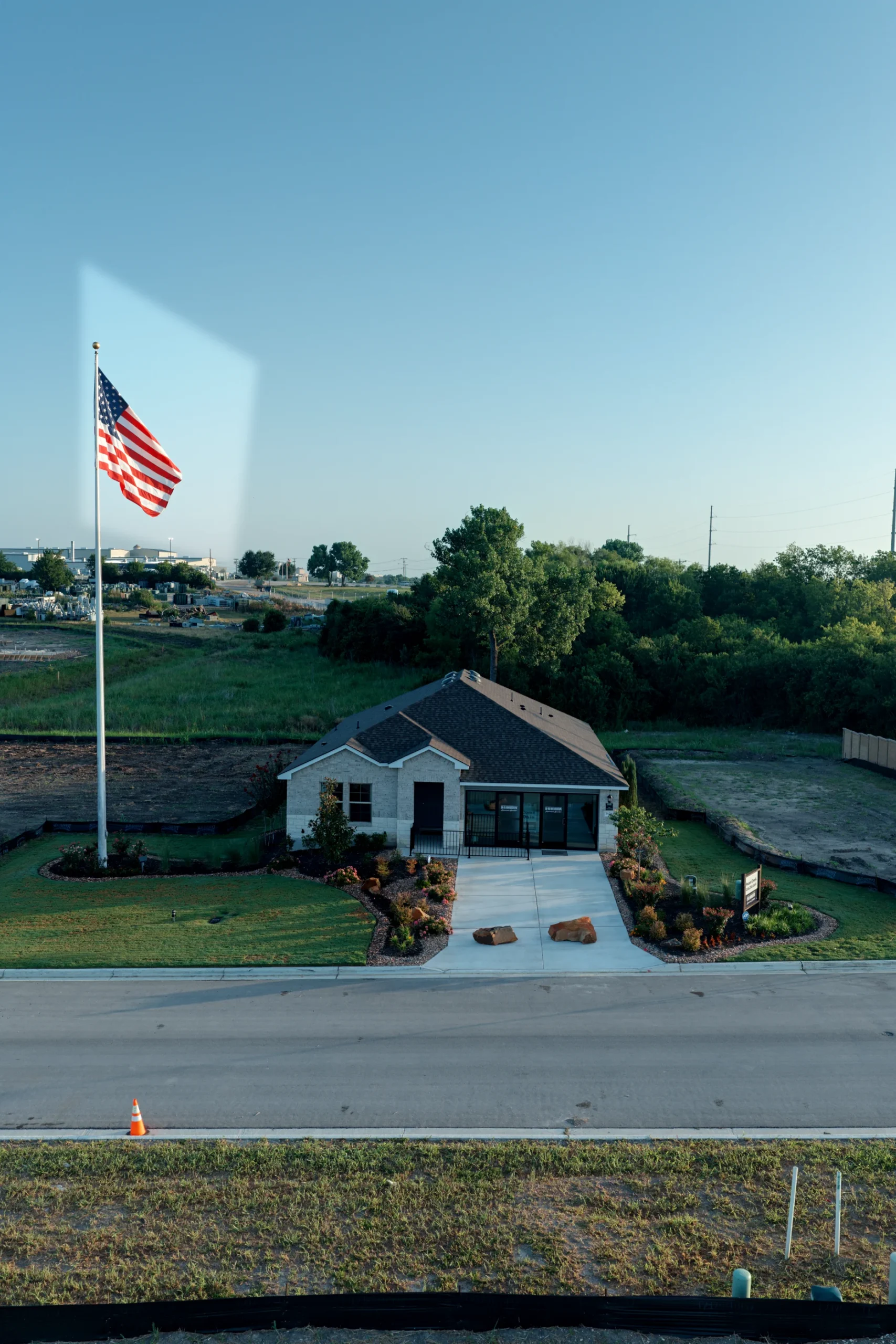 Vertical front view of the Pecan Creek model home