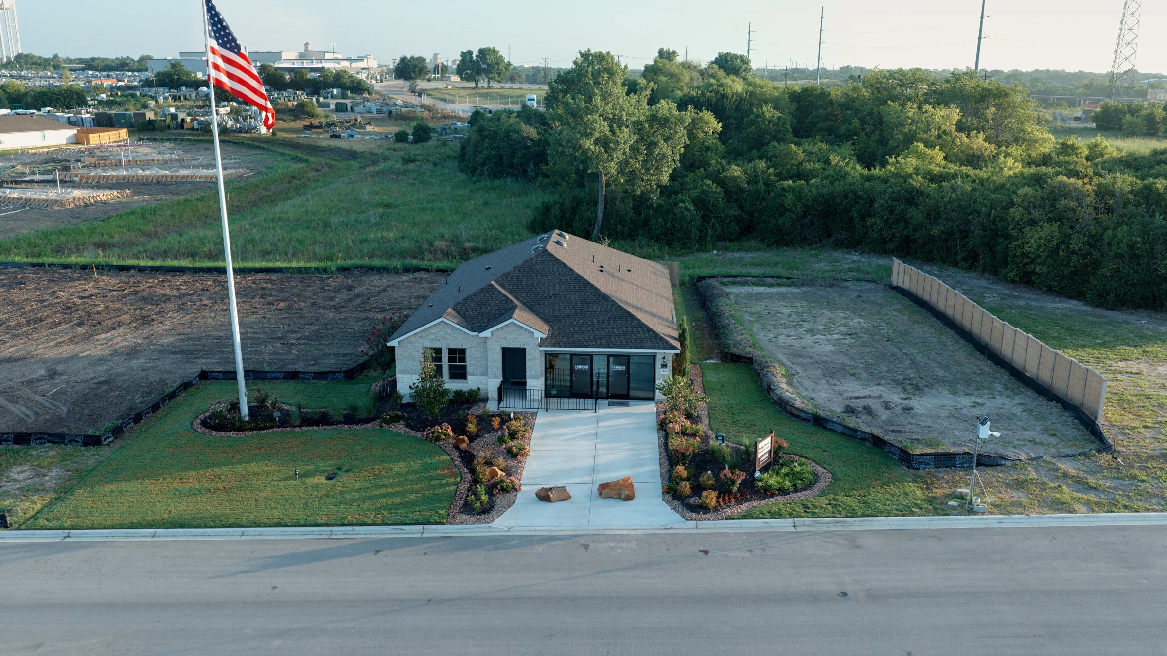 Aerial view of the D.R. Horton model home at Pecan Creek in Temple, Texas