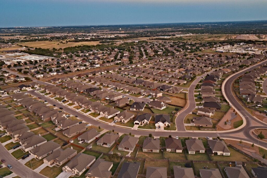 Aerial view of the Groves at Lakewood community photographed by Taylor Dasch