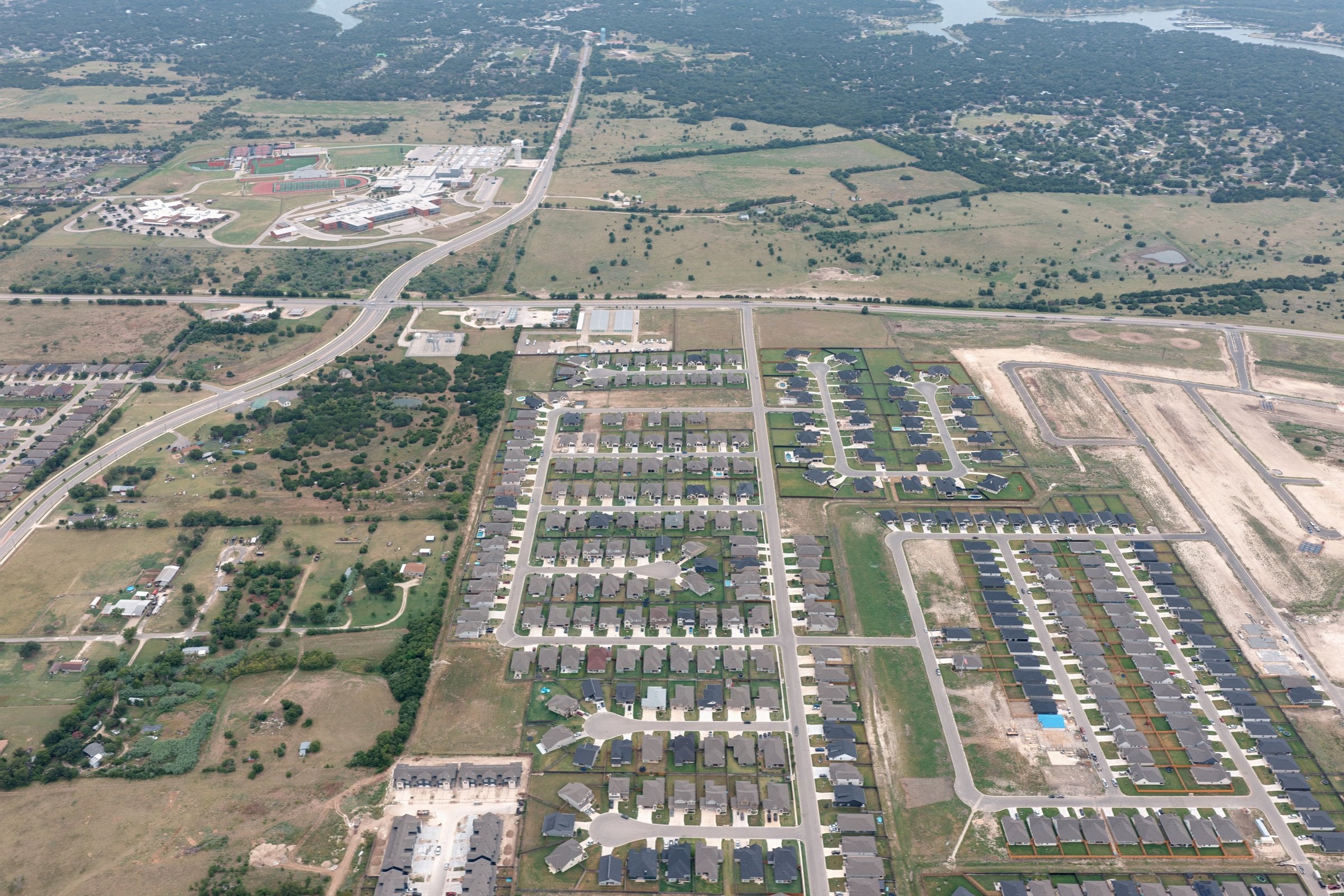 Mesa Ridge new construction community aerial in Temple TX