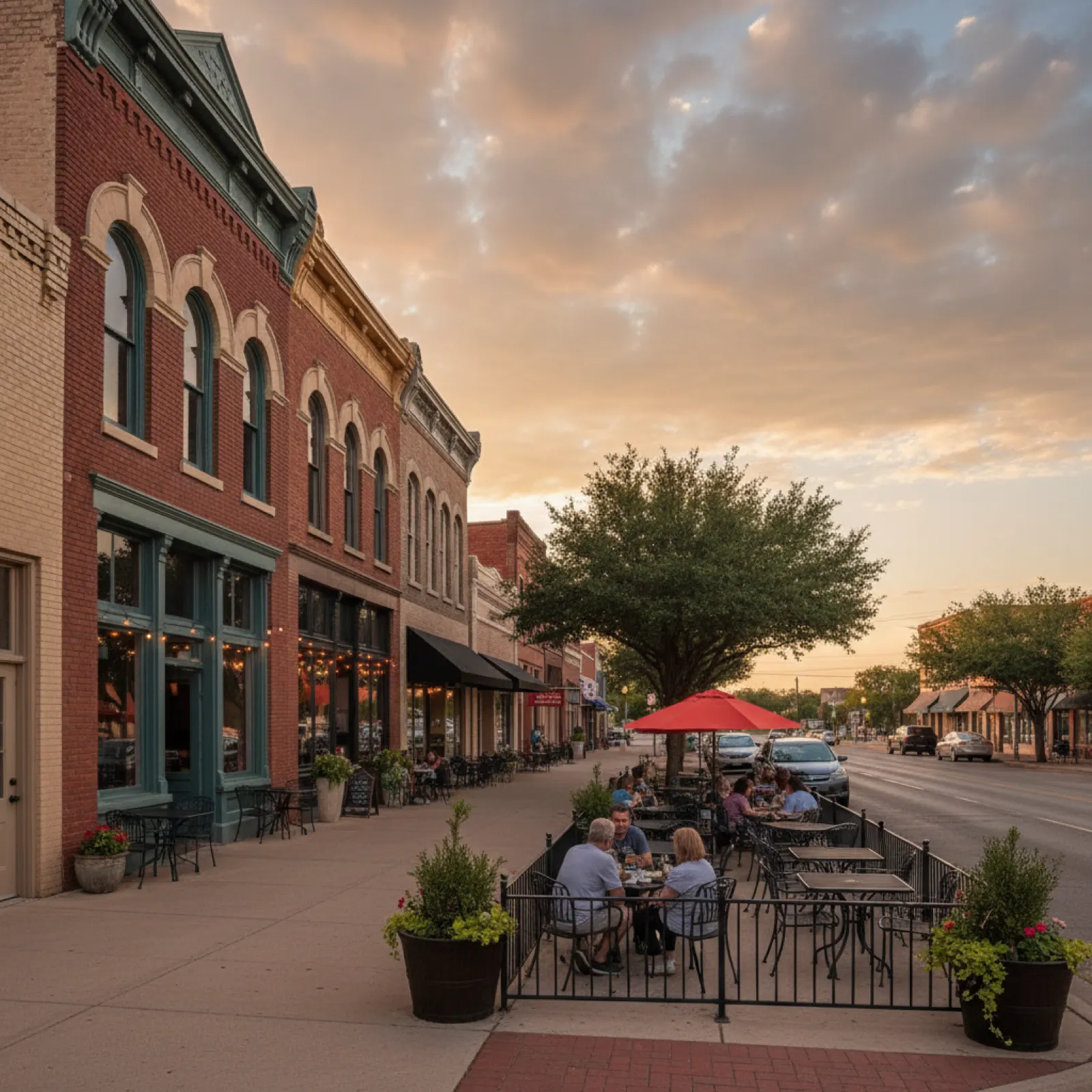 Downtown Temple Texas streetscape with local shops and restaurants
