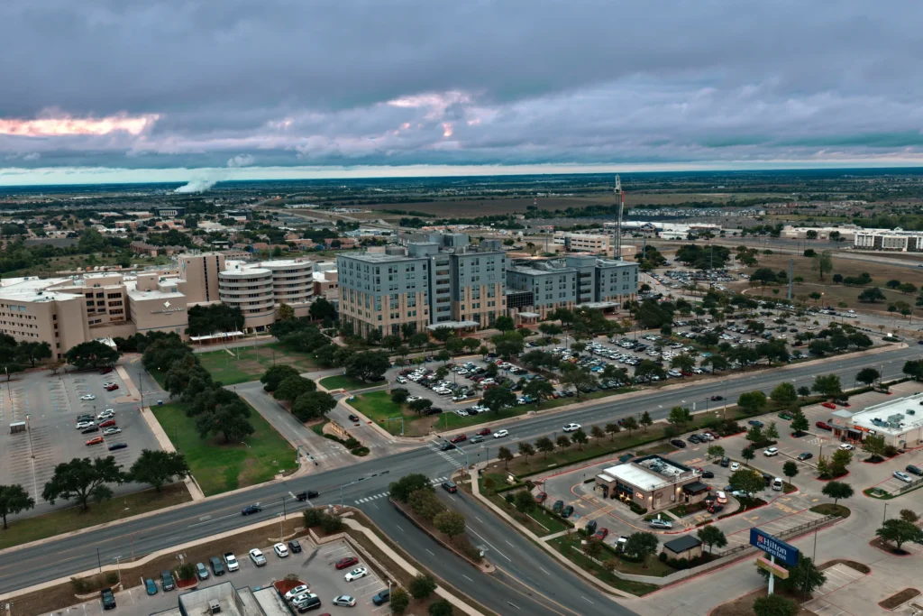 Baylor Scott and White Medical Center Temple campus, viewed from the northwest